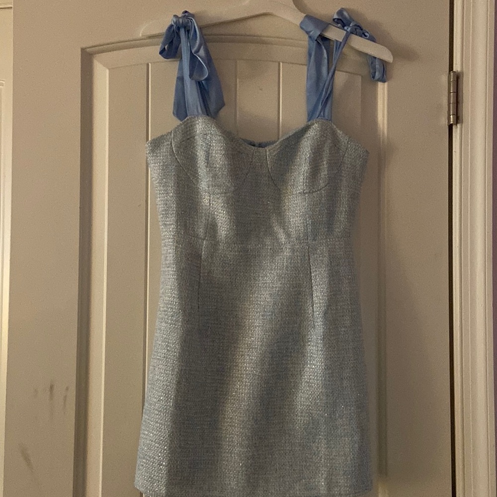 Blue & white Tweed mini dress from Lulus || size s